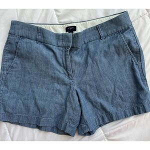 J.Crew Shorts Womens 8 Blue 4" Classic Chambray Cotton Chino Casual Nautical